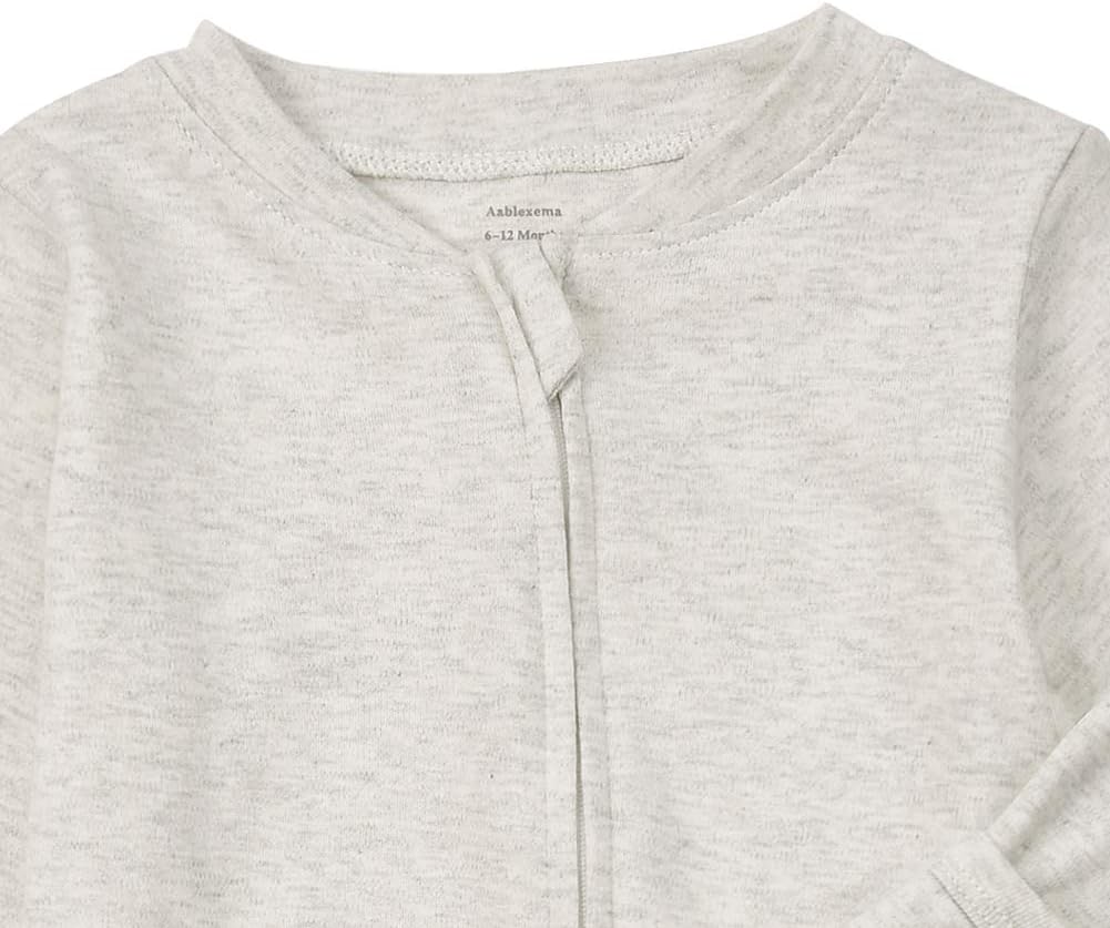 Aablexema Baby Footie Pajamas with Mittens - 3Pcs Infant Footed Sleeper Cotton Sleepwear Outfits