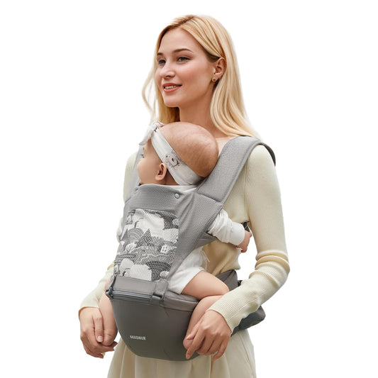 Baby Carrier with Hip Seat, SEEDNUR 6-in-1 Baby Carrier Newborn to Toddler, Ergonomic & Lightweight Toddler Carrier, Adjustable Baby Holder Carrier to Hands-Free Perfect for Travel and Shopping