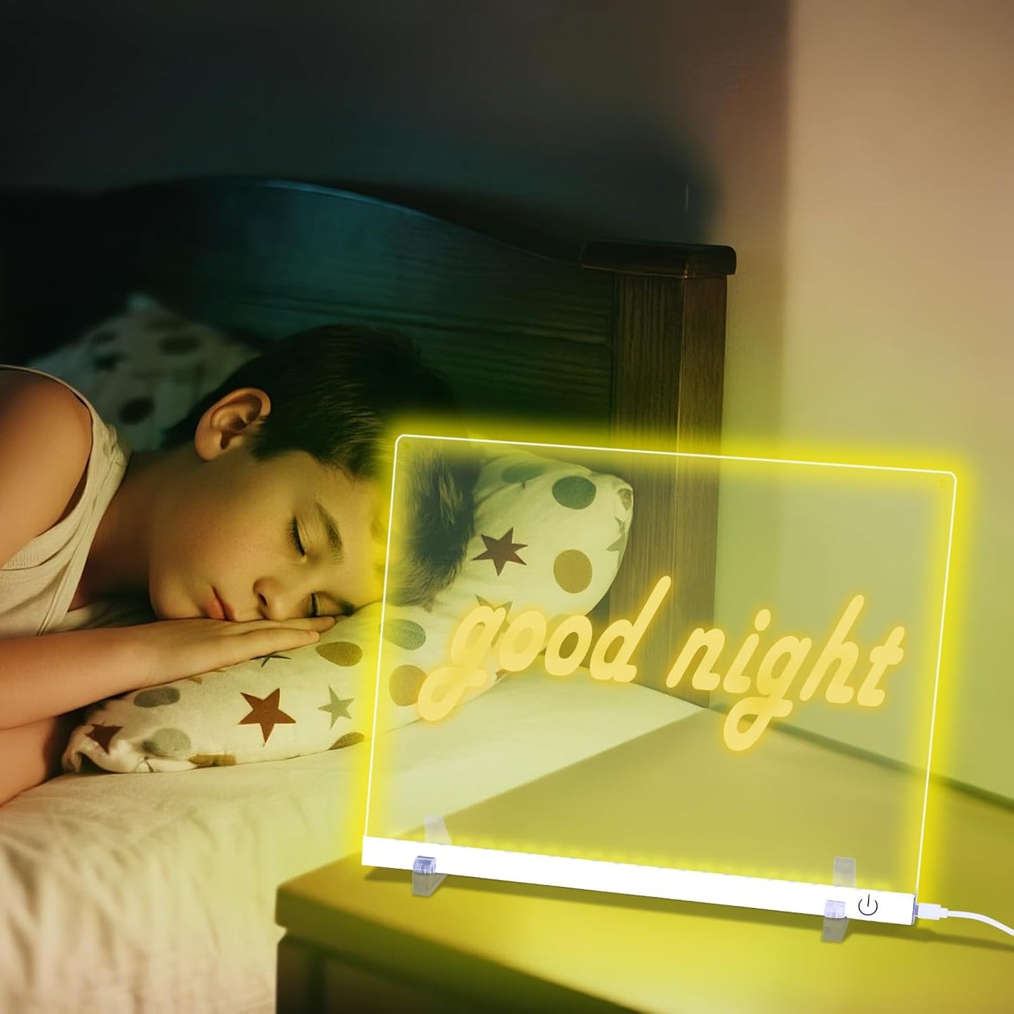 Acrylic Dry Erase Board with LED Light -11.8"x8.5" Clear Glowing Memo,Brightness Level Adjustment,12 Color Markers, Ideal for Office/Home/Kids (Standard Edition+Battery Power Supply Box)