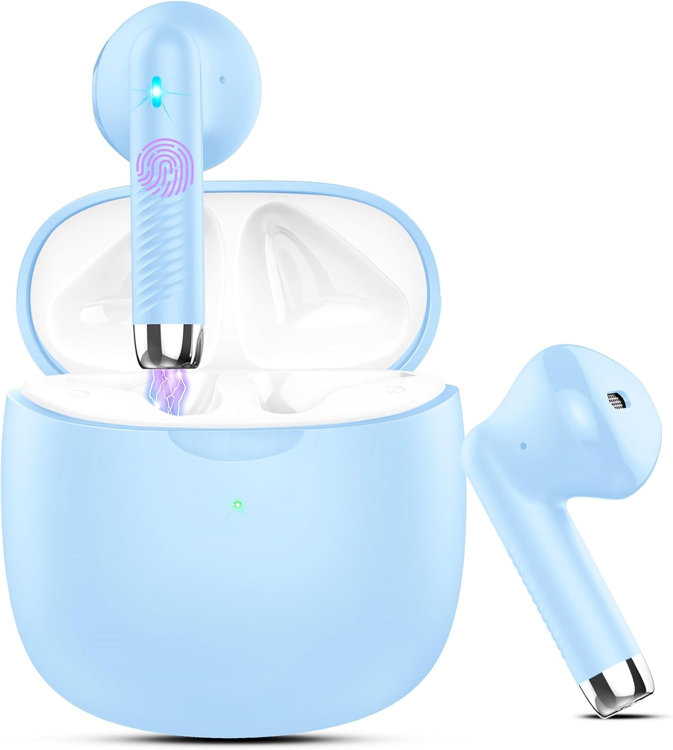 AI Translation Earbuds Real Time with Audio and Video Calls, 3-in-1 Language Translator Earbuds Support 164 Languages and 7 Translation Modes, 32H Buletooth 5.3 Headphones with Mic, Blue