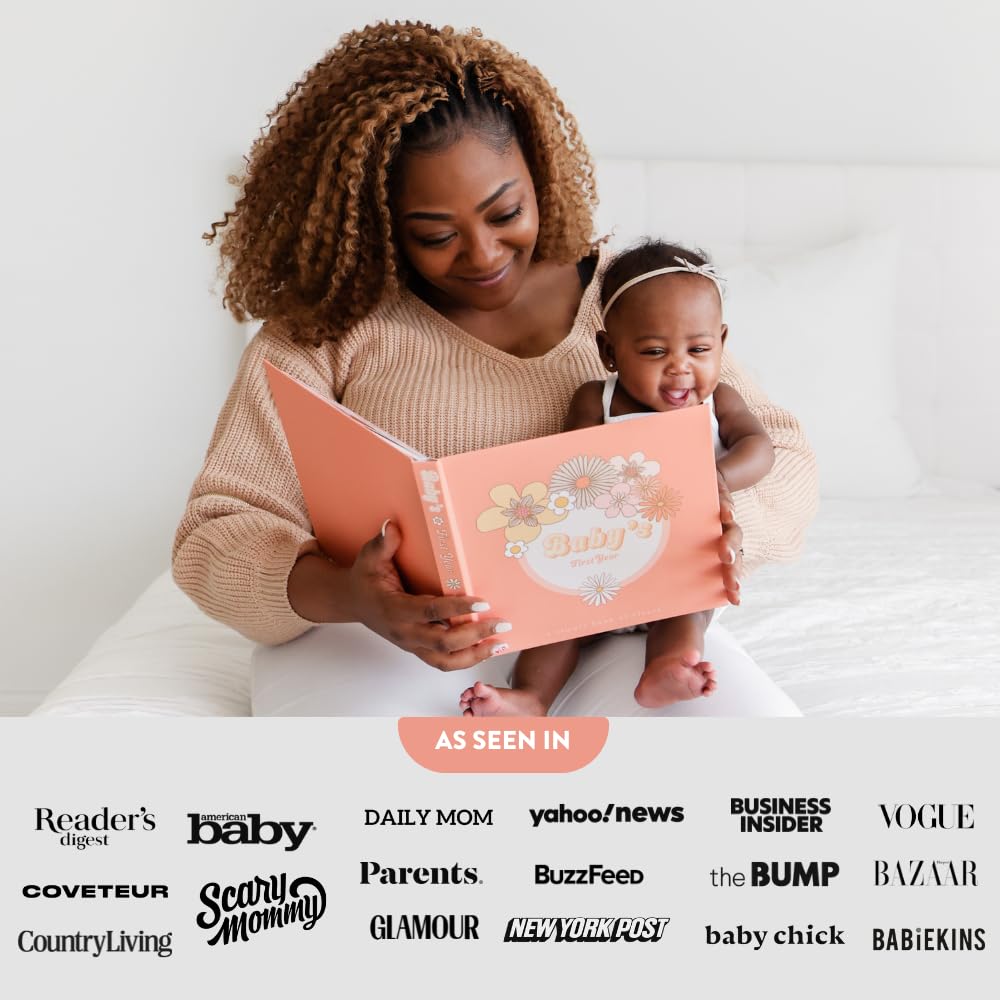 Lucy Darling Flower Child Baby Memory Book – First 5 Years Journal & Photo Album, Gender-Neutral Keepsake for Baby Boy/Girl, Mom Gift