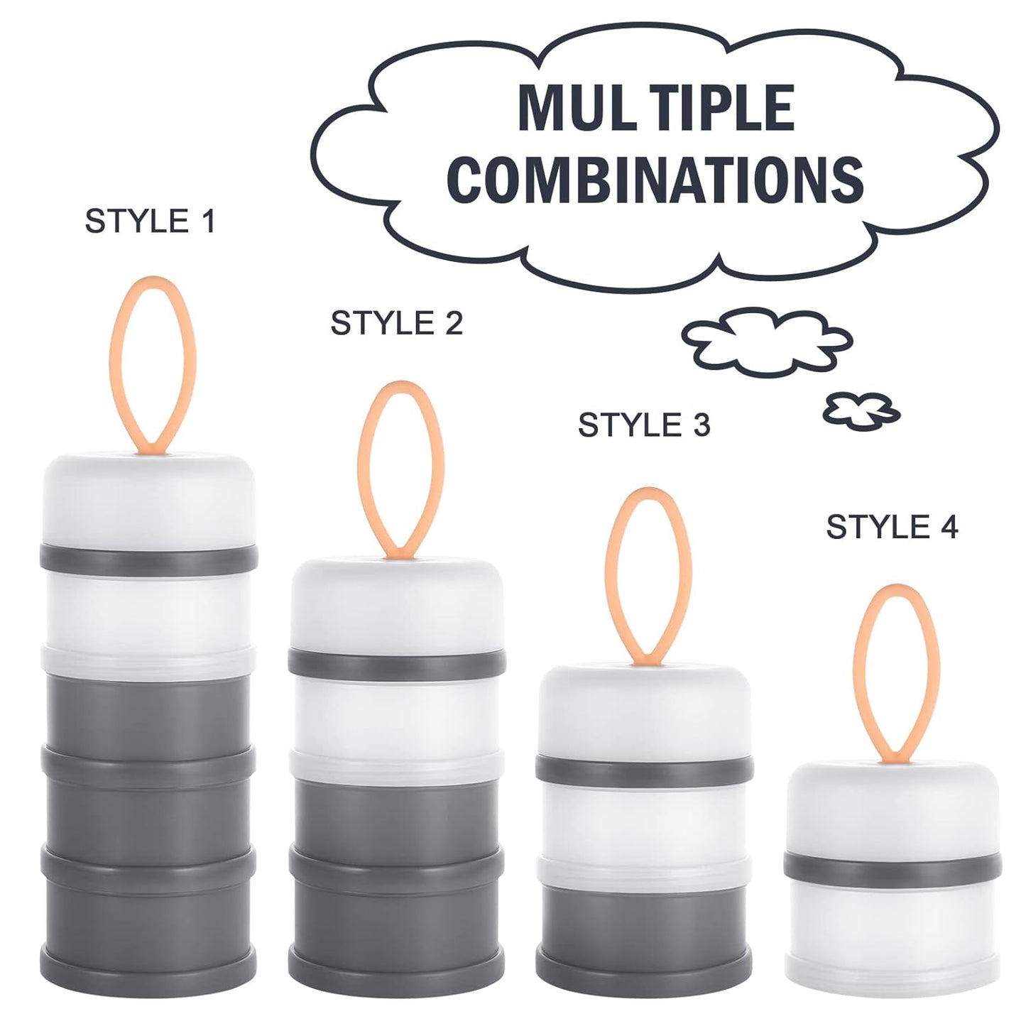 Accmor Baby Formula Dispenser On The Go, Stackable Formula Dispenser Formula Container to Go, Non-Spill Portable Milk Powder Kids Snack Storage Container, BPA Free