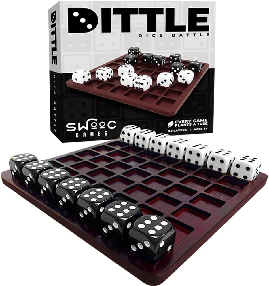 Dittle™️- Dice Battle | 2 Player Dice Games for Adults | Adult Board Games for 2 Players | Best Two Player Game for Adults | Two Person Wooden Coffee Table Fun | Bar Game for Adult Indoor Tabletop