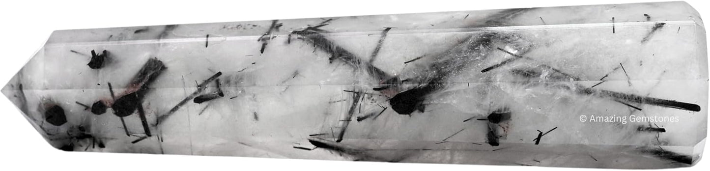 Amazing Gemstone Black Rutilated Quartz Crystal Towers ~ Natural Healing Crystal Point Obelisk for Reiki Healing & Crystal Grid (3- Inch)