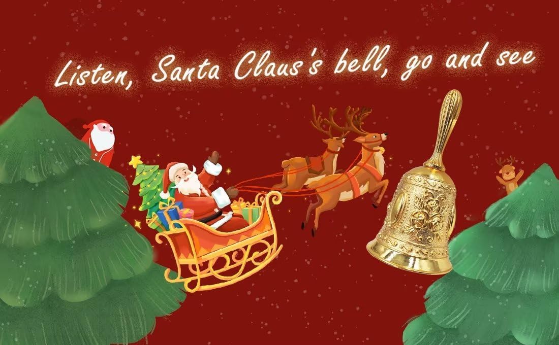 Hourwof Hand Bell,Metal Dinner Bell Decorative Wedding Bells Service Bell Call Bell Christmas Bell,Golden Red Rose