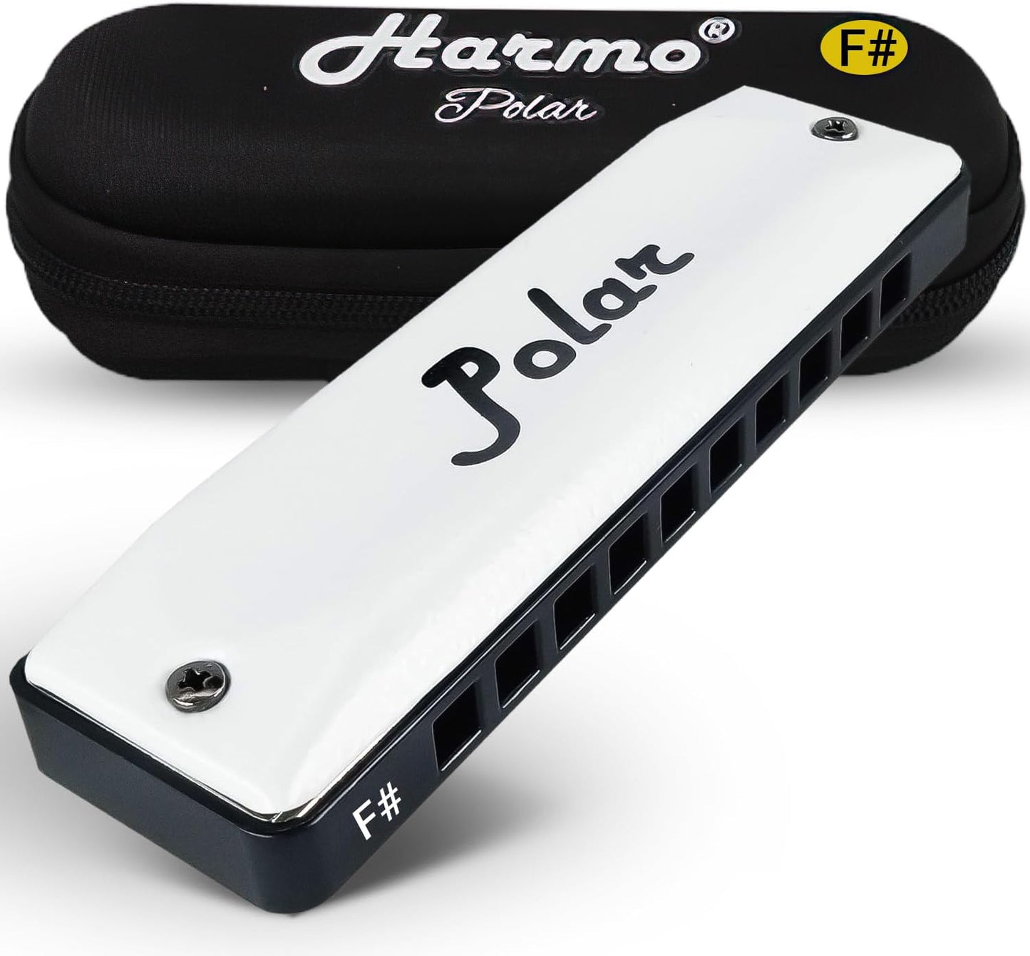 Harmo Polar Diatonic Harmonica Key of F# - 10 Holes 20 Notes, Blues Harp Mouth Organ With Case, Phosphor Bronze Reeds, Suitable for All Genres, Harmonica for Kids, Adult, Beginners & Professionals