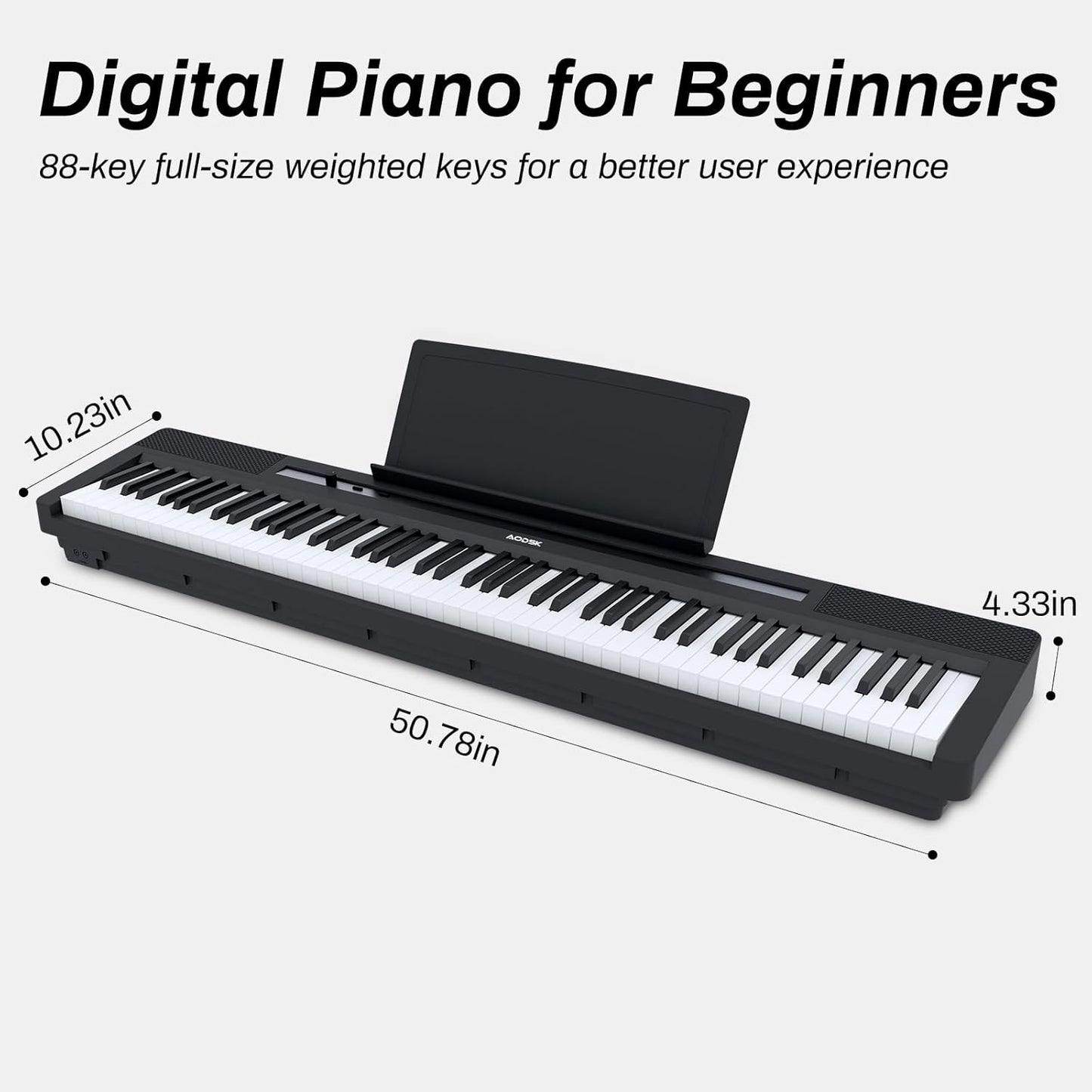 AODSK 88 Key Weighted Action Digital Piano,Grade Hammer Action Keyboard for Beginner Adults Beginner Digital Piano Black (Three-pedal)