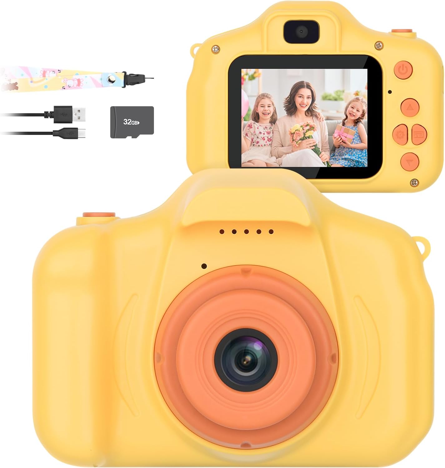 Mafiti Kids Camera,26MP HD Mini Selfie Digital Camera for Kids,Toddler Camera1080P Video,Outdoor Toy for Holiday,Birthday Xmas Gift for 3-8 Years Old Girl Boy (Orange)