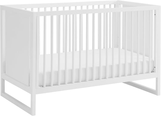 Nurture& The Crib - Baby, Toddler Convertible Crib | Sustainable Non-Toxic Materials | 3 Adjustable Heights - Grows with Your Baby (Toddler Guardrail NOT Included) (White)