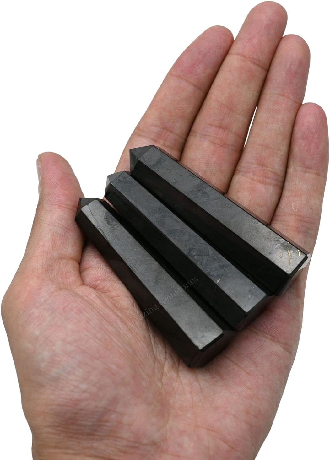 Amazing Gemstone Shungite Crystal Towers - Natural Healing Crystal Point Obelisk for Reiki Healing and Crystal Grid (3 Inch)