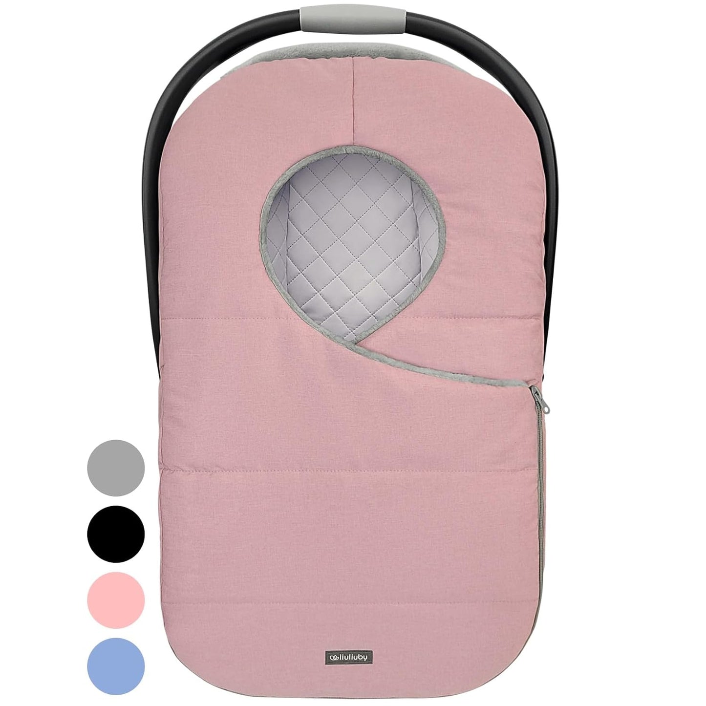 liuliuby Winter Carseat Covers Baby Girl | Infant Car Seat Cover Baby | Doona Accessories | Warm & Thick Fleece Canopy for Infant & New Born Cold Weather (Pink)