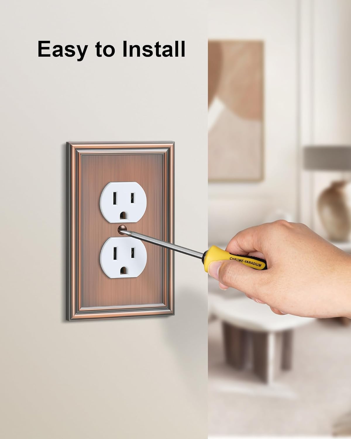 2-Pack Single Duplex Outlet Cover Plate, Decorative Antique Copper Switch Plates and Outlet Covers, Metal Wall Plates for Electrical Outlets, 1 Gang Receptacle Cover, Corrosion Resistant