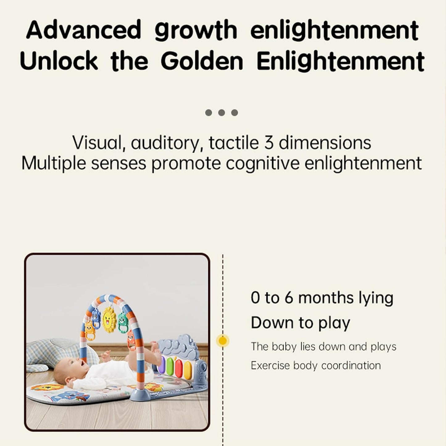 Alive Lovely Baby Gyms Play Mats, Musical Activity Center Baby Piano Gym Mat, Music and Lights Tummy Time Padded Mat for Newborn Newborn 0 to 3 6 9 12 Months