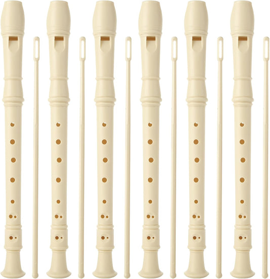 6 Pack Soprano Recorder Instrument, 8 Hole Recorder Flute, Plastic Recorders Musical Instruments with Cleaning Rod, Beginner Recorder Soprano Recorder for Music