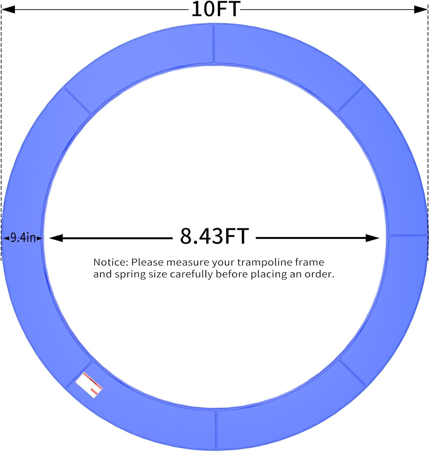 16FT/15FT/14FT/12FT/10FT Trampoline Safety Pad Replacement, Round Trampoline Spring Protection Cover, Fits 16FT/15FT/14FT/12FT/10FT Frames, Water-Resistant Trampoline Accessories