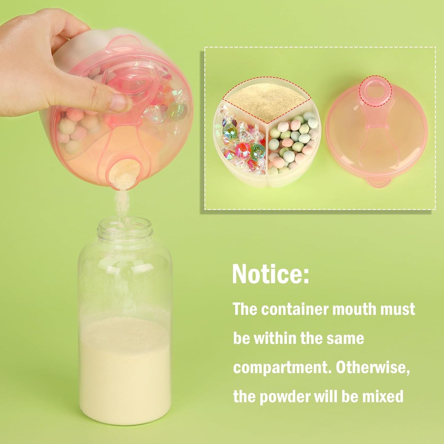 Accmor Baby Formula Dispenser On The Go, Formula Container to Go, Non-Spill Rotating Three-Compartment Formula Dispenser and Snack Storage Container for Infant Toddler Traveling