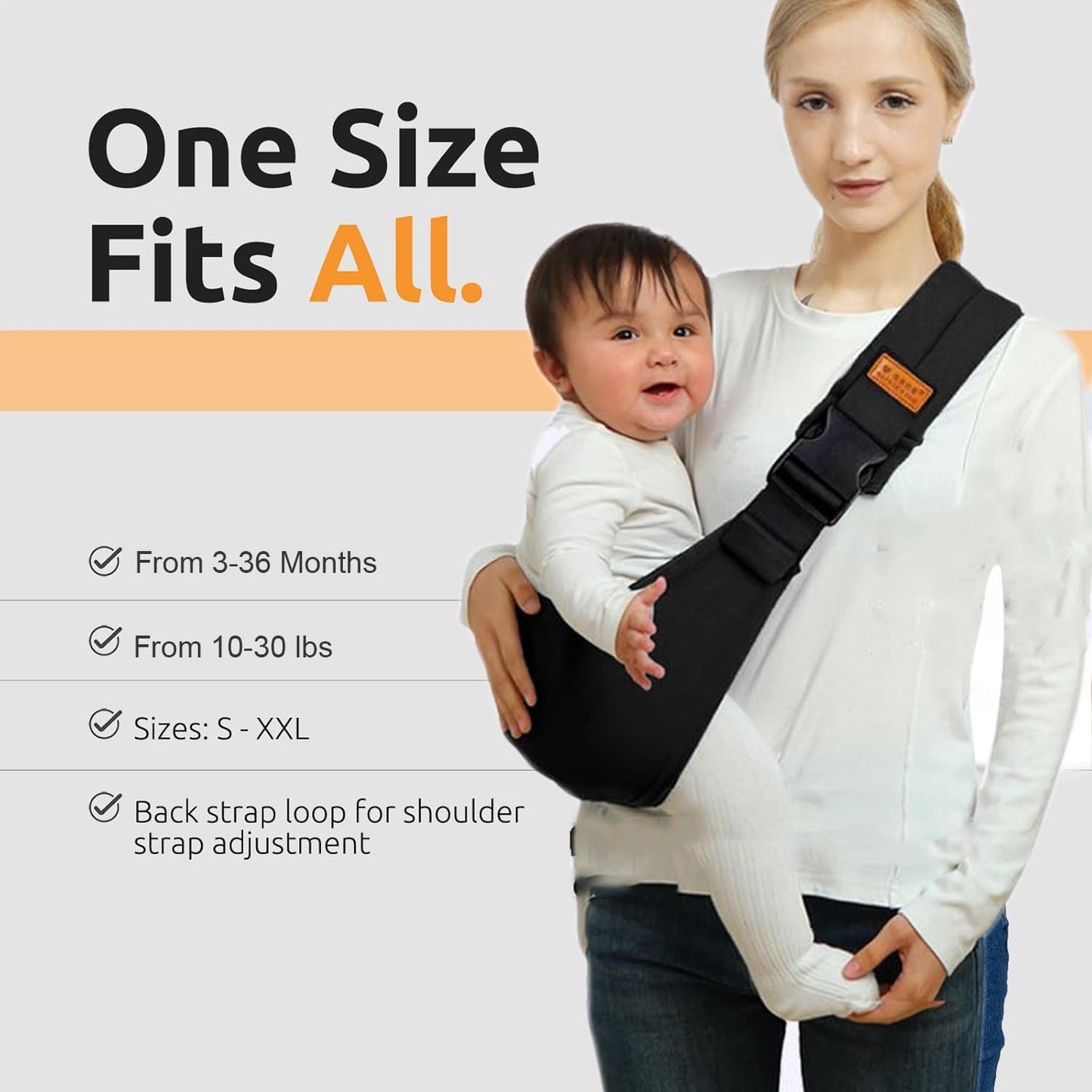 Baby Sling Carrier Newborn to Toddler Adjustable One-Shoulder Design with Safety Buckle, Soft & Lightweight Sling Baby Carrier 10-30 lbs(Mesh,Rainbow)