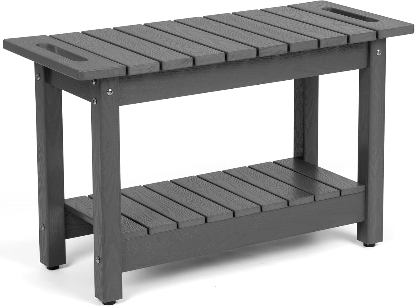 30" Shower Bench, Waterproof Poly Lumber Shower Stool for Shaving Legs, Shower Chair Seat Holds up to 400lbs, Bathroom Bench for Inside Shower, Non-Slip (Grey)