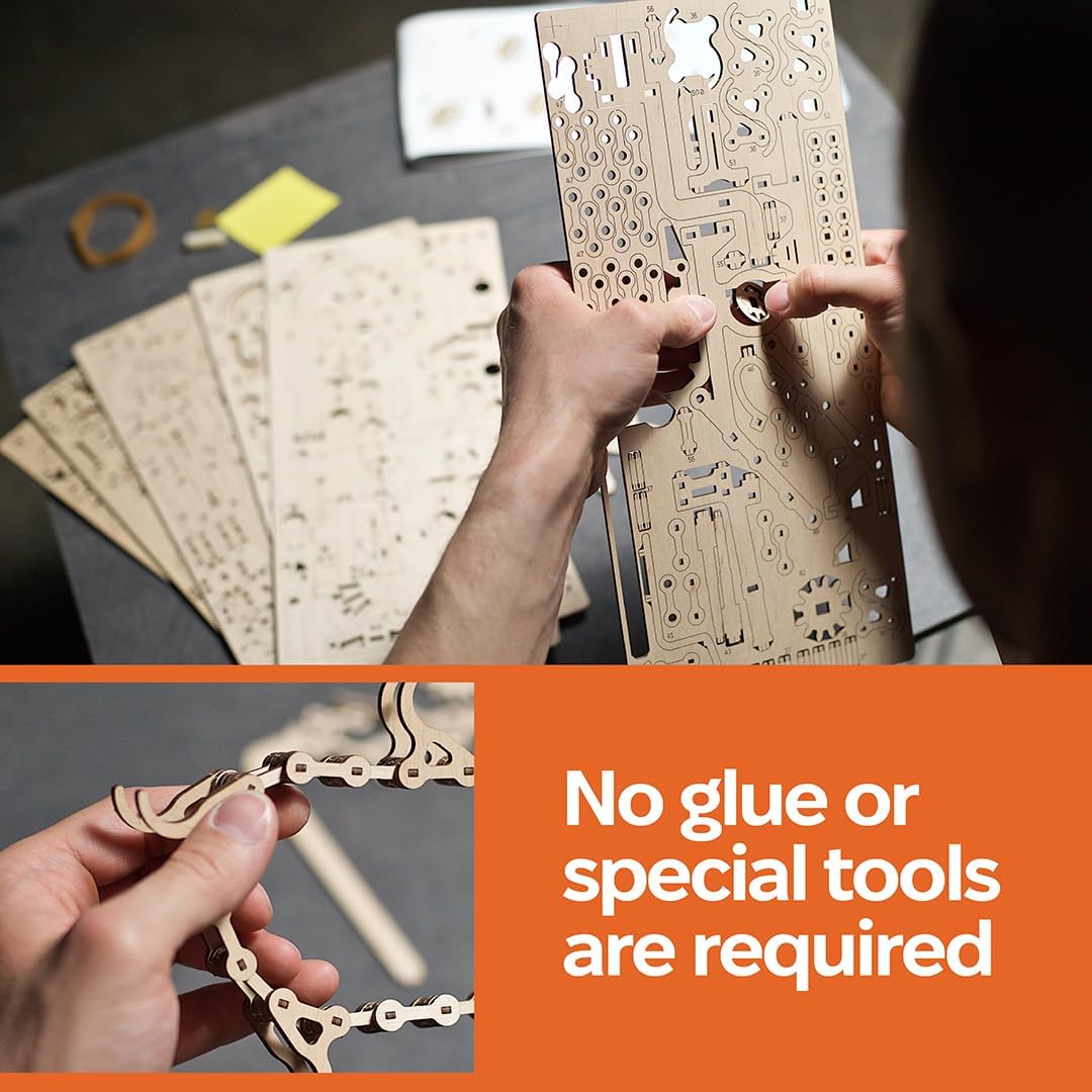 UGEARS Wooden Marble Run Chain Hoist - Mechanical 3D Wooden Puzzle for Adults, DIY Model Kit for Adults, Unique Puzzle - 3D Puzzle Marble Game Gifts - 400 Pieces