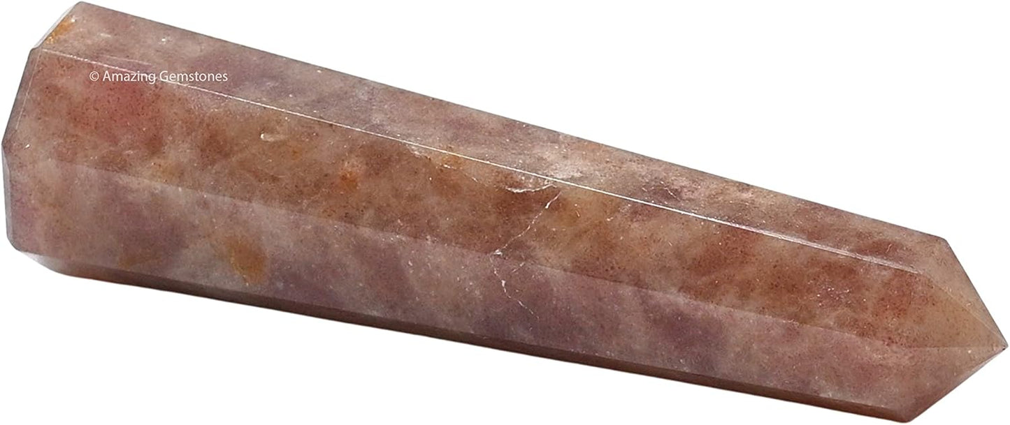 Amazing Gemstone Strawberry Quartz Crystal Towers - Natural Healing Crystal Point Obelisk for Reiki Healing and Crystal Grid (3 Inch)