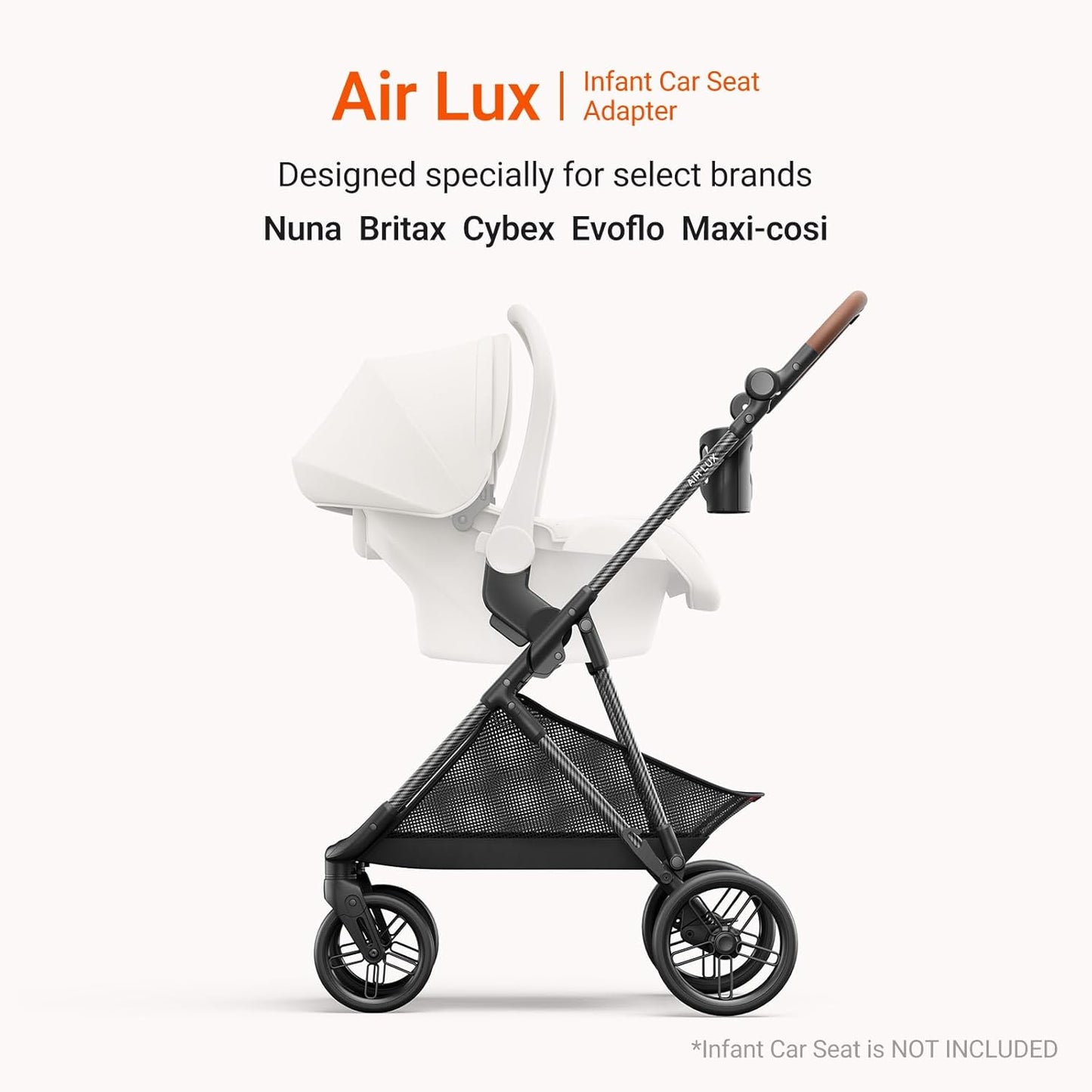 Air Lux Baby Stroller with Carbon Fiber Frame, One-Hand Fold & Reversible Seat, Magnetic 5-Pt Harness, Car Seat Adapter, 15.8lbs, Meteorite