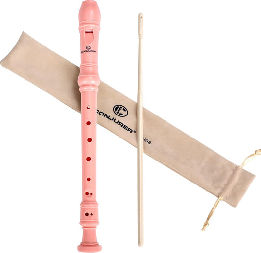 CONJURER Soprano Recorder Instrument for Kids Student - German Fingering 8 Hole Flute ABS Descant Recorders for Beginners with Cleaning Rod and Bag for Kids Over 3 Years Old