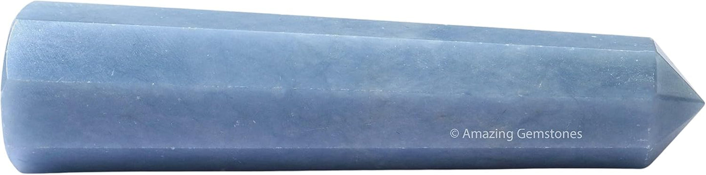 Amazing Gemstone Angelite Crystal Towers ~ Natural Healing Crystal Point Obelisk for Reiki Healing and Crystal Grid (3- Inch)