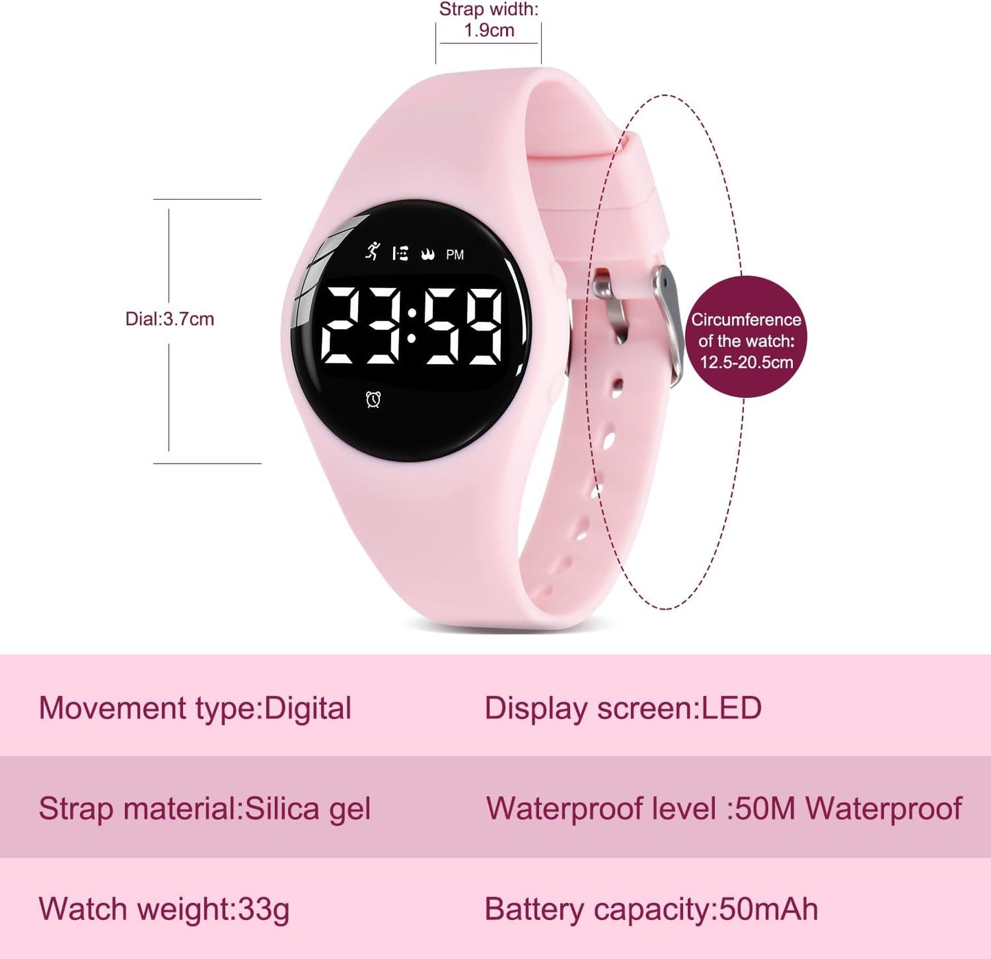 Kids Watches for Girls Boys Digital Sport Watch with Step Counter Pedometer Vibration Alarm Clock, No App Waterproof Fitness Tracker Kids Watch Boys Girls Teens Students Ages 5-16