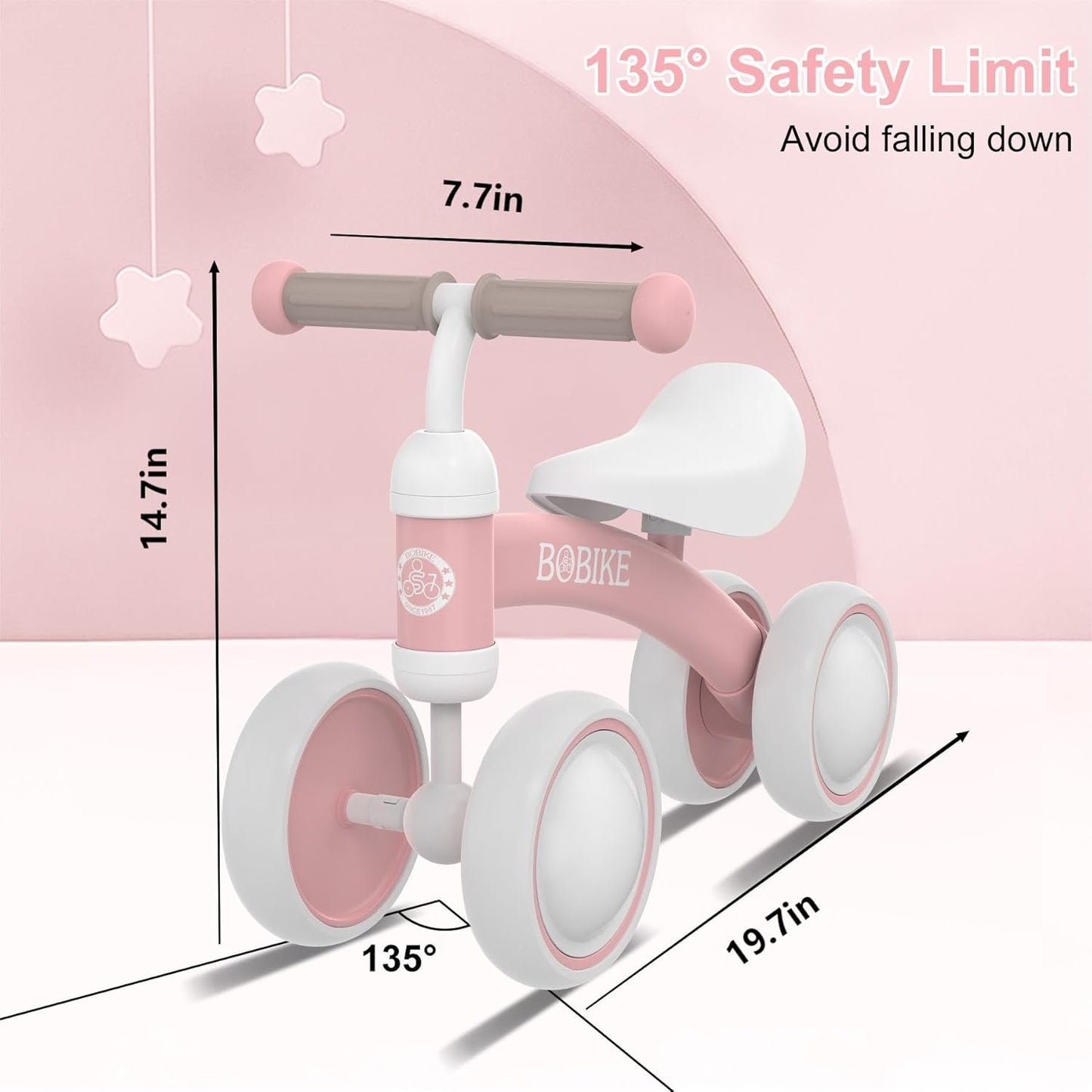 Baby Balance Bike Toys for 12-36 Months Kids Toy Boy and Girls Gifts Toddler Best First Birthday Gift Children Walker No Pedal Infant 4 Wheels Bicycle (Colorful, Pink-Light)