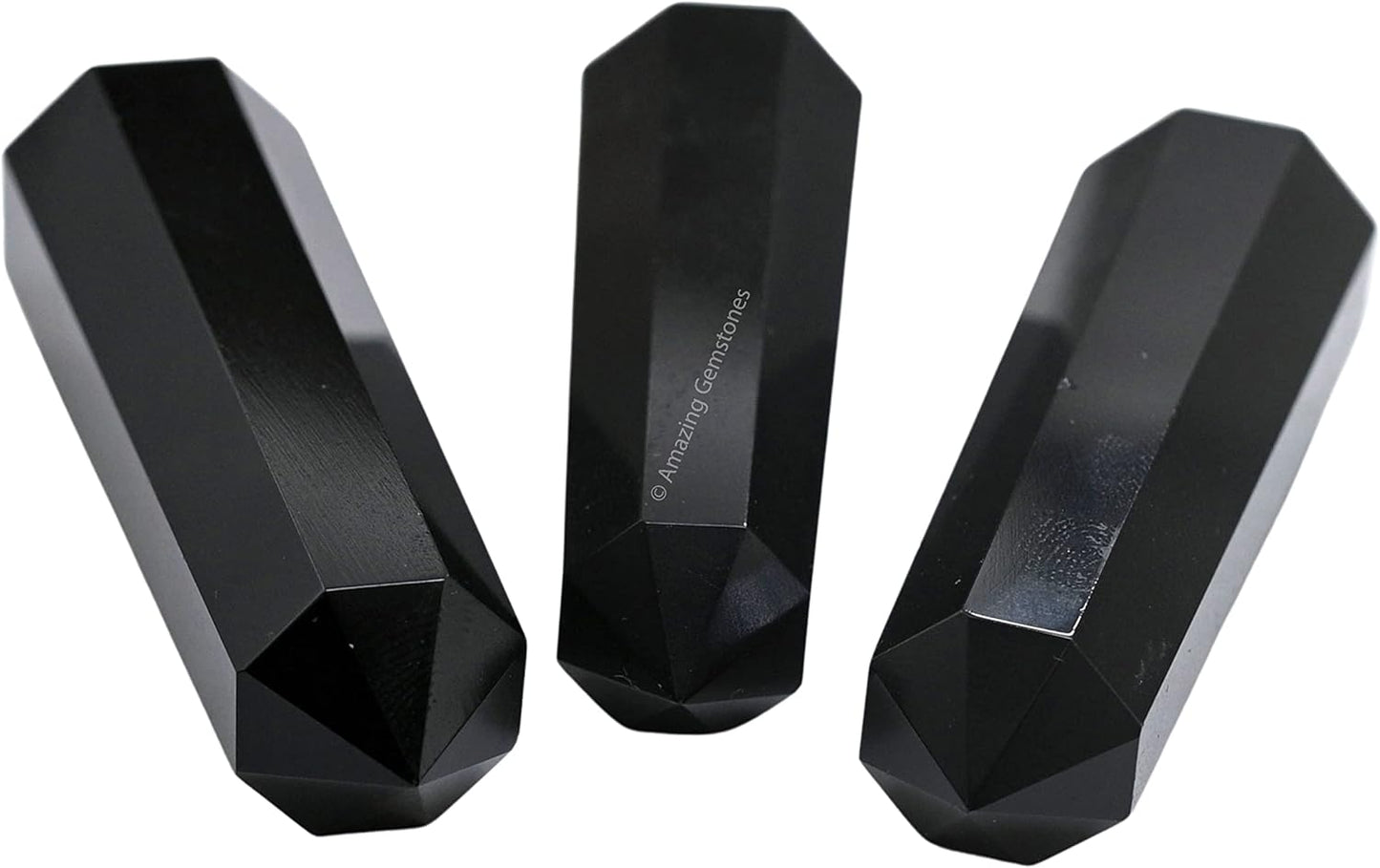 Amazing Gemstone Black Agate Crystal Towers, Natural Healing Crystal Point Obelisk for Reiki Healing and Crystal Grid (2" to 3" Inch)