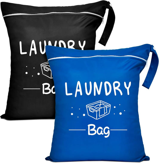 2 Pcs Large Travel Laundry Bag - Waterproof Wet Dry Washable for Dirty Clothes, Bathing Suit, Workout, Gym, Swimming, Yoga