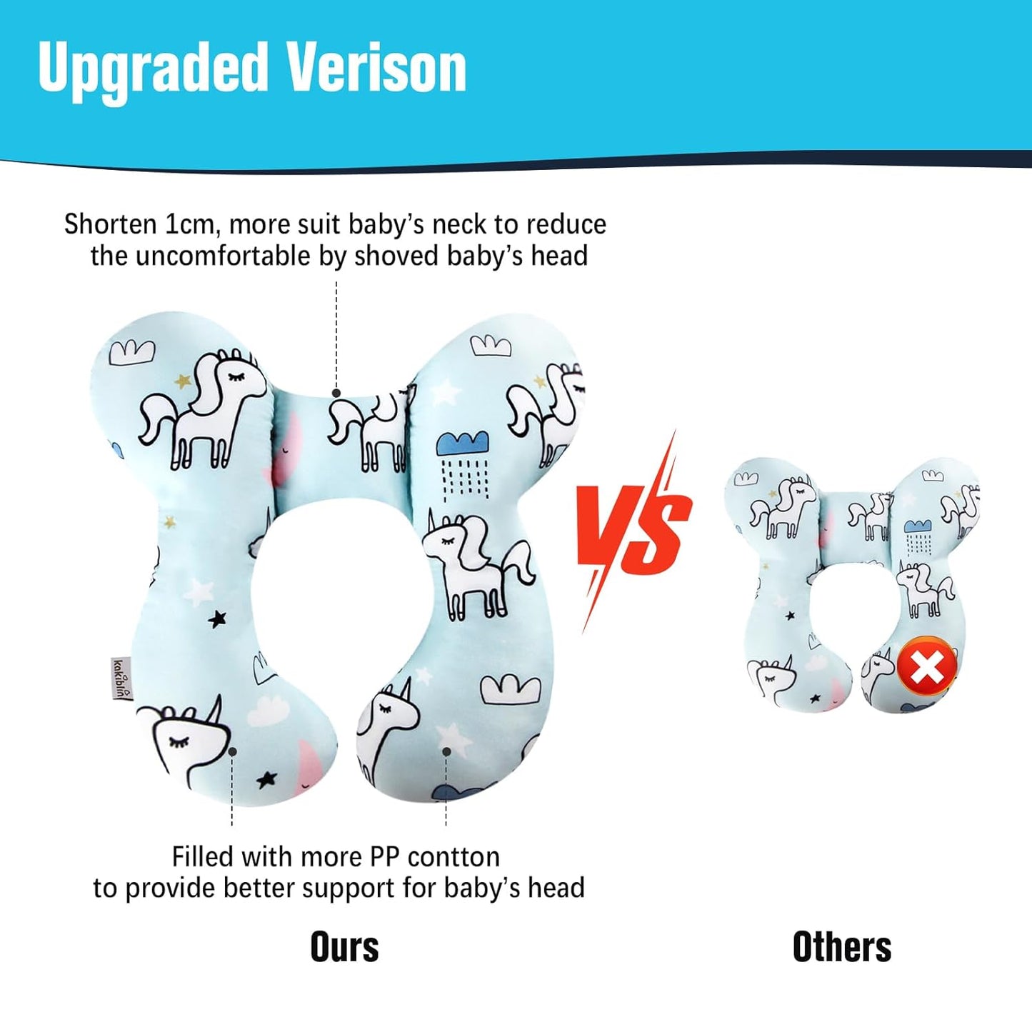 KAKIBLIN Baby Neck Pillow, Baby Travel Pillow, Baby Support Pillow,Upgraded Baby Neck Pillows for Car Seat Toddler Head and Neck Support Pillow for Car Seat, Pushchair(Unicorn)