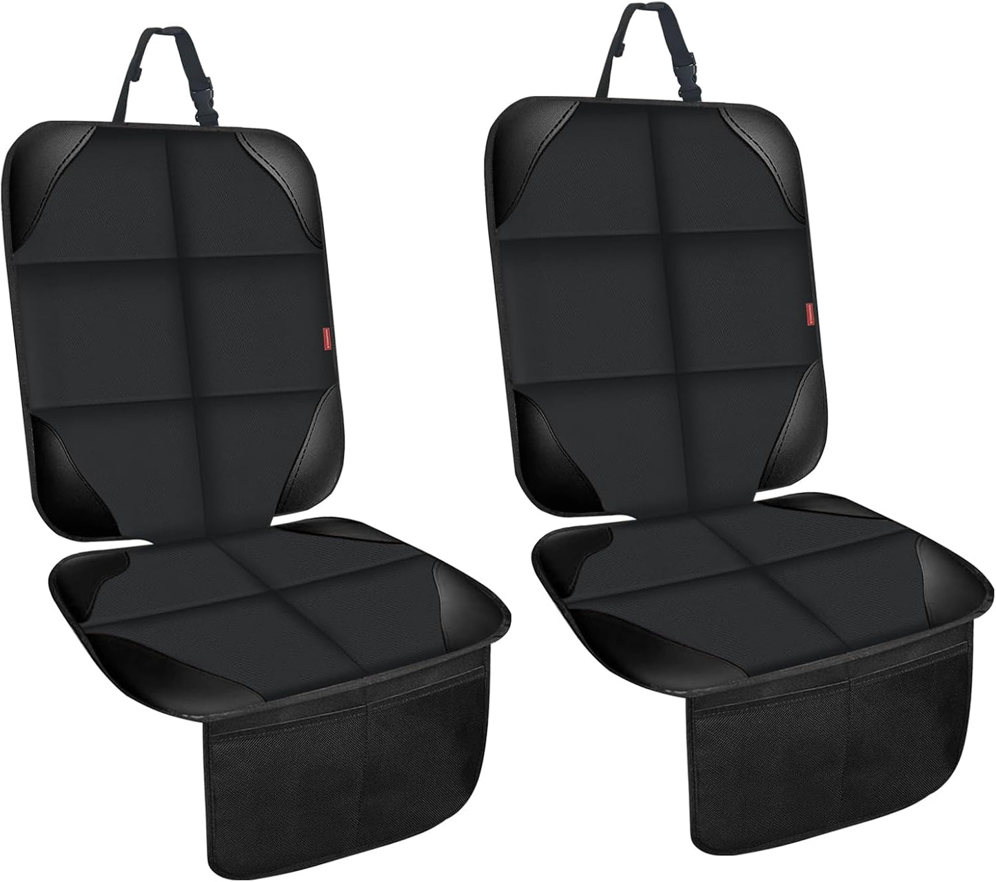 Car Seat Protector for Child,2 Pack Car Seat Cushion,Waterproof Fabric Car Seat Covers for Non-Slip Backing Mesh Pockets for Baby,Pet,SUV, Sedan and Trunk(Black)