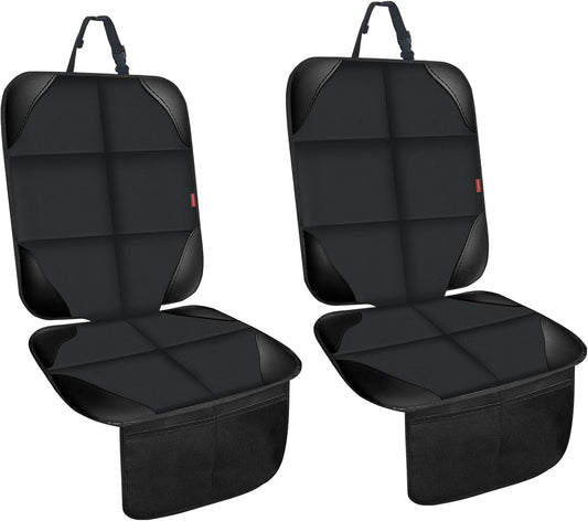 Car Seat Protector for Child,2 Pack Car Seat Cushion,Waterproof Fabric Car Seat Covers for Non-Slip Backing Mesh Pockets for Baby,Pet,SUV, Sedan and Trunk(Black)