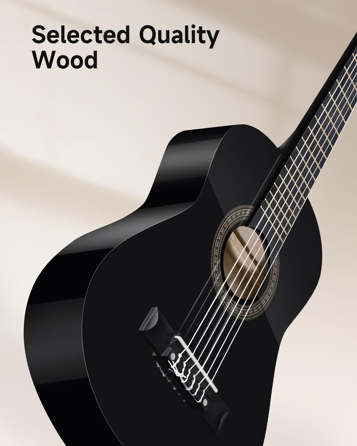 Moukey 30" Acoustic Guitar for Beginners Kids Youth 1/4 Size Dreadnought Guitarra Acustica Kit with Chord Poster, Gig Bag, Tuner, Picks, Nylon Strings, Capo, Strap - Black