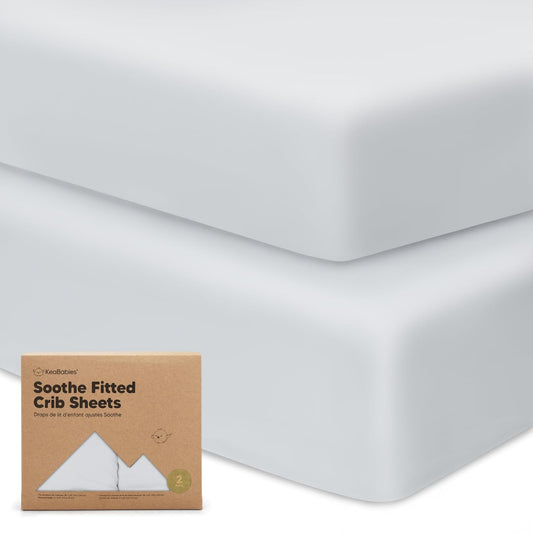 KeaBabies 2-Pack Organic Crib Sheets for Boys, Girls - 52x28 Fitted Crib Mattress Sheet Neutral, Breathable Jersey Cotton Cover for Baby Bed, Toddler Mattress, Soft & Cute Prints (Hazy)