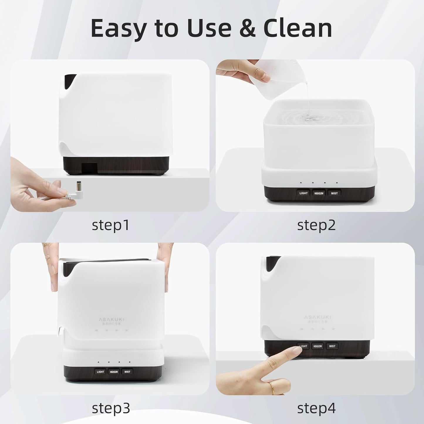 ASAKUKI Essential Oil Diffuser, Multifunctional Ultrasonic Aromatherapy Fragrant Oil Vaporizer Humidifier with Timer, Auto-Off Safety Switch, and 7 LED Light Colors, 700 ml (Brown Wood)