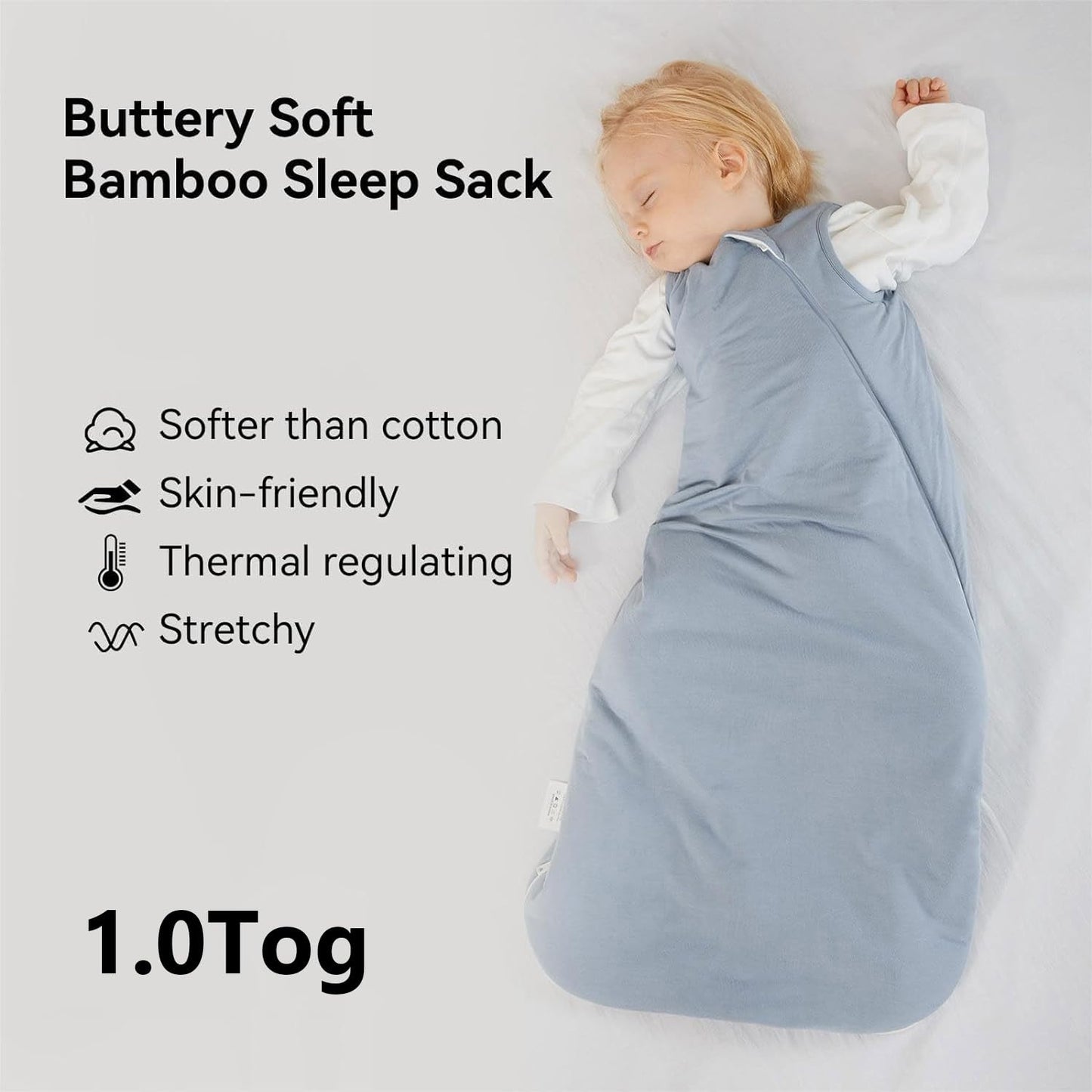 Rayon Made from Bamboo Sleep Sack 18-24 Months 1.0 Tog Ultra Soft Baby Wearable Blanket Toddler Sleeping Sack 2t for Babies Unisex Girl Boy 2-Way Zipper Baby Sleeping Bag Breathable Lightweight XL