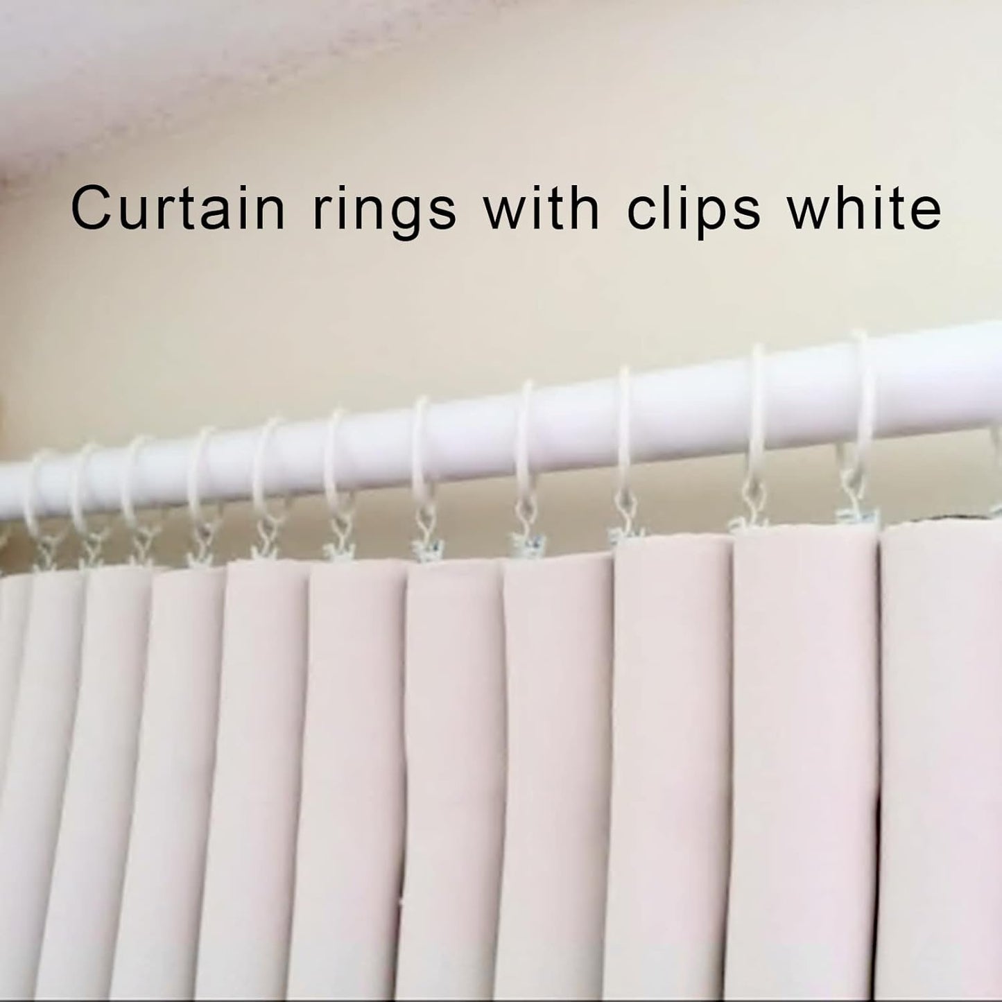 40 Pack White Curtain Rings with Clips, Curtain Hooks Hangers Clip Rings for Hanging Drapes Bows Hat, Drapery Rings 1.26 in I D, Fits up to 1 in Diameter Curtain Rod.