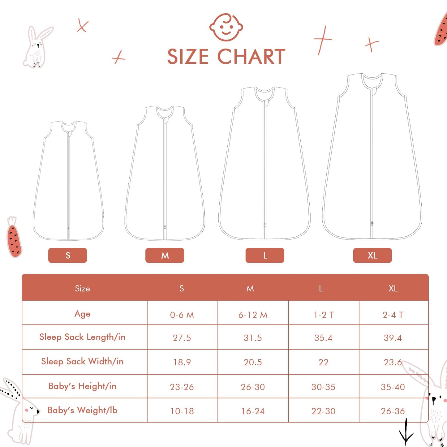 Baby Sleep Sack 6-12 Months Wearable Blanket for Babies 100% Organic Cotton 2-Way Zipper YKK 0.5 TOG Toddler Sleeping Sacks Bunny