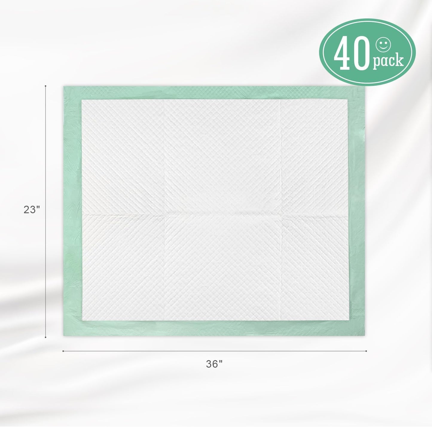 Disposable Underpads with Adhesive Tapes 23'' X 36'' Chucks Pads Heavy Absorbency Incontinence Pads, Waterproof Pee Pads, Thicker Chux Pads for Unisex Adult, Kids and Pet (40 Count)