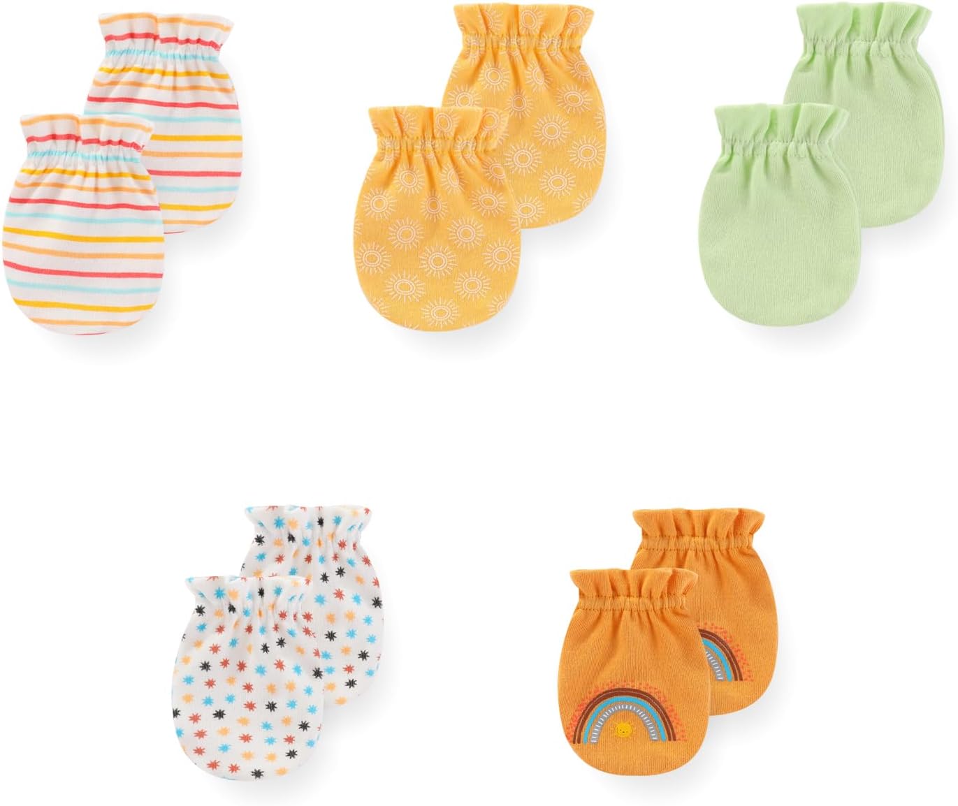 5 Pack Unisex New Born Boy Girls No Scratch Mittens Cotton Soft Baby Gloves Accessory 0-3 Months Infant Essentials