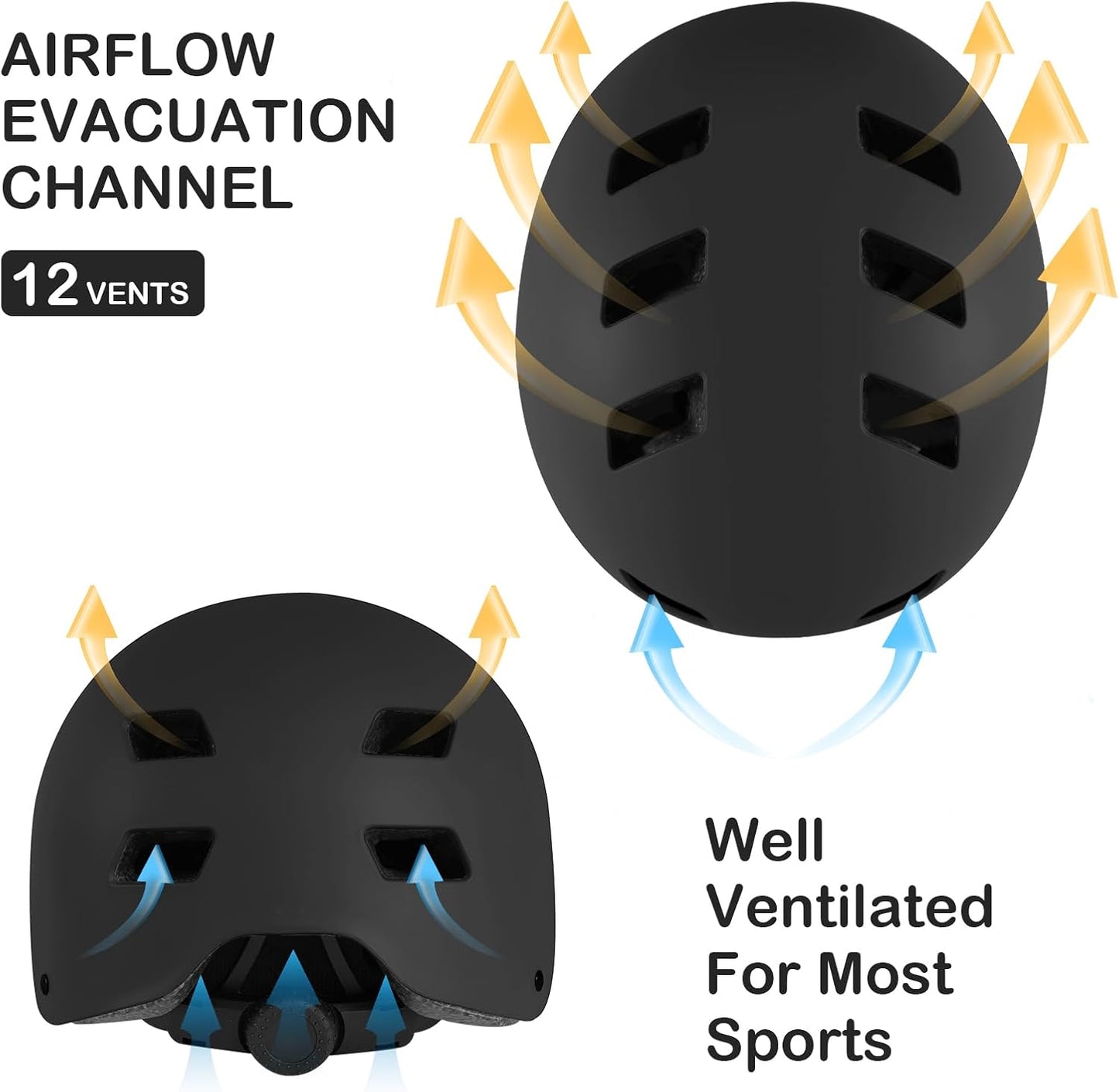 Adjustable Kids Bike Helmet with Knee Pads Elbow Pads Wrist Guards for Age 3-5-8-14+ Youth/Teens,Ventilation Multi-Sport Scooter Roller Skate Rollerblading Skateboarding Climbing Cycling