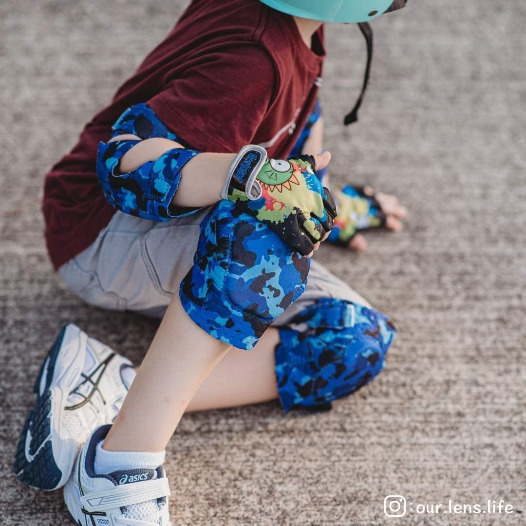 Soft-Style Kids Knee and Elbow Pads with Bike Gloves, Flexible Impact-Resistant Gear for Ages 2-11, Designed for Balance Bikes, Roller-Skating, and Skateboarding