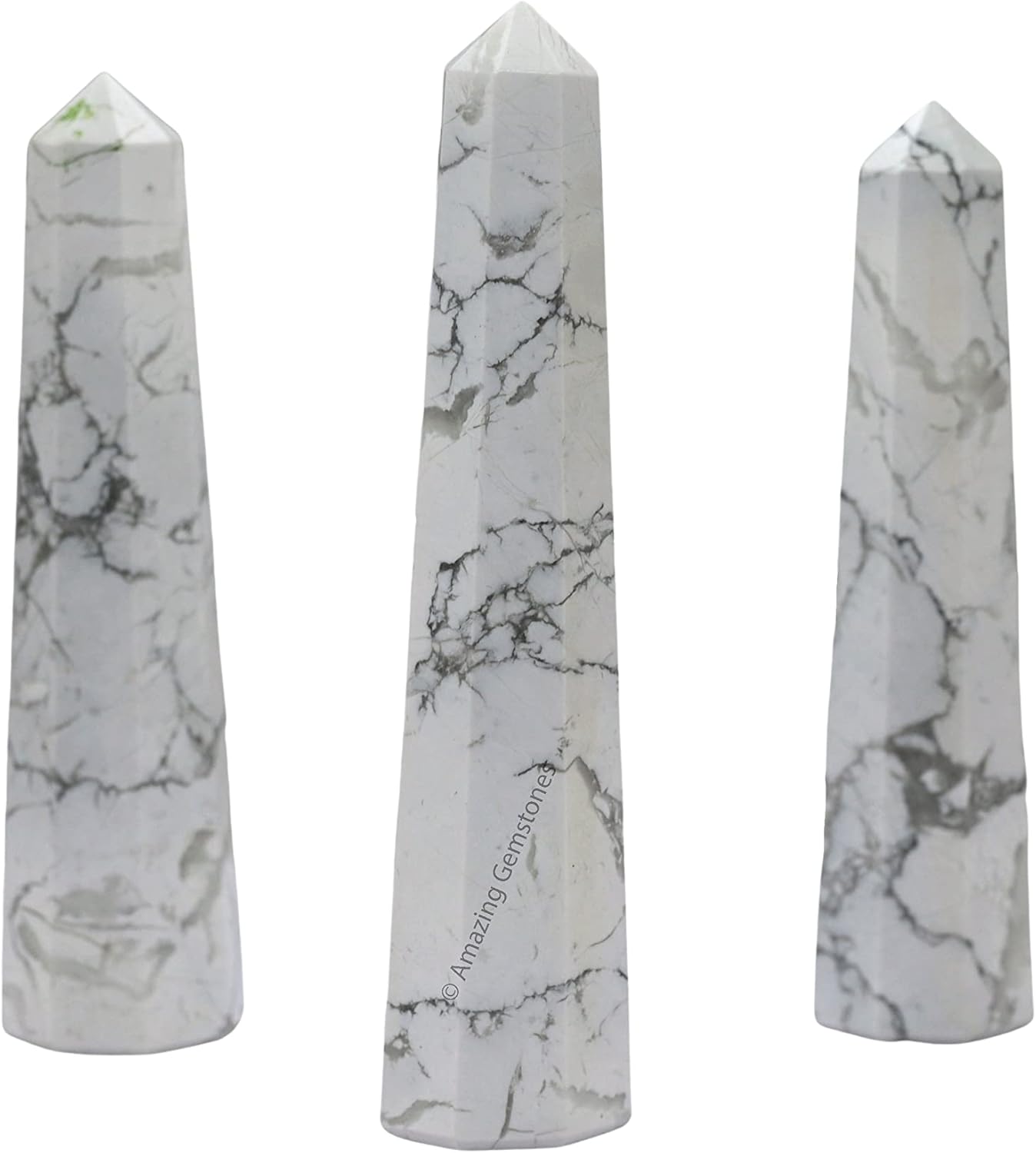 Amazing Gemstone Howlite Crystal Towers - Natural Healing Crystal Point Obelisk for Reiki Healing and Crystal Grid (2 Inch to 3 Inch)