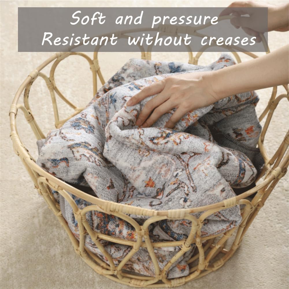 Area Rug 6x9 Washable Rug Gray Vintage Traditional Floor Cover Thin Retro Kitchen Indoor Distressed Non Slip Carpet Floral Print Mat Living Room Bedroom Dining Room