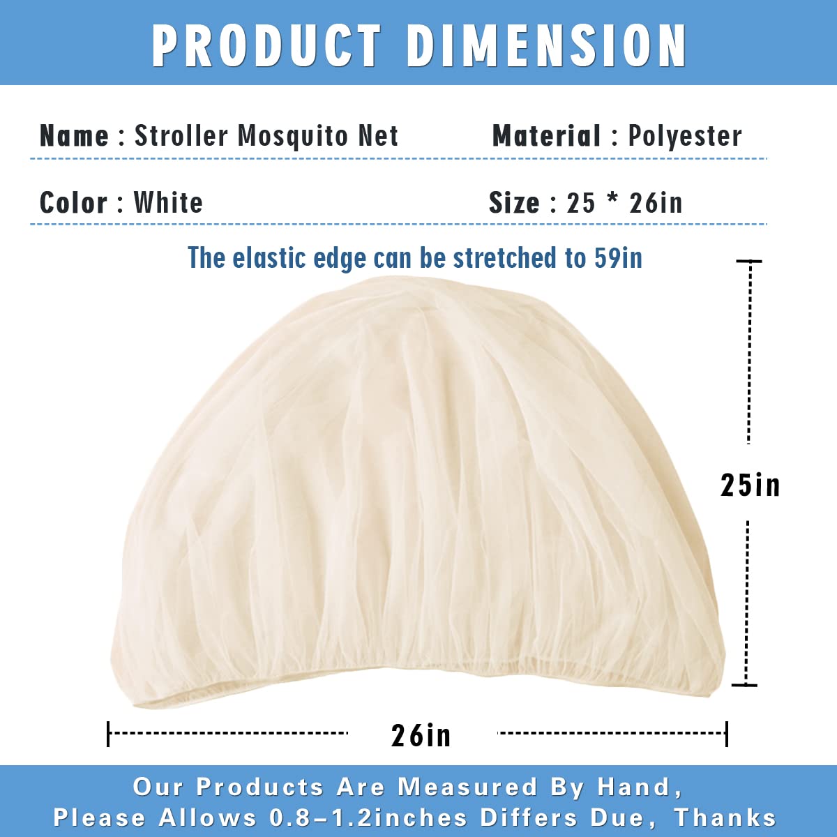 Mosquito Net for Stroller - Protective 2Pack Perfect Bug Net for Strollers, Bassinets, Cradles, Playards, Pack N Plays and Portable Mini Crib (Khaki)