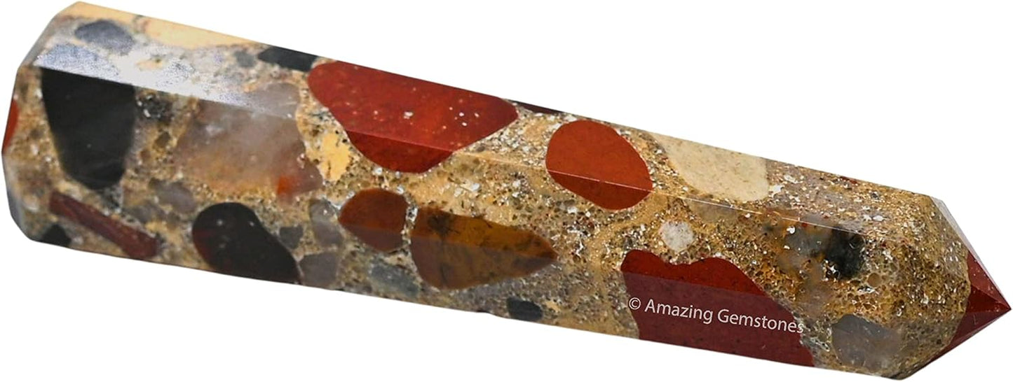 Amazing Gemstone Spotted Jasper Crystal Towers ~ Natural Healing Crystal Point Obelisk for Reiki Healing and Crystal Grid (3- Inch)