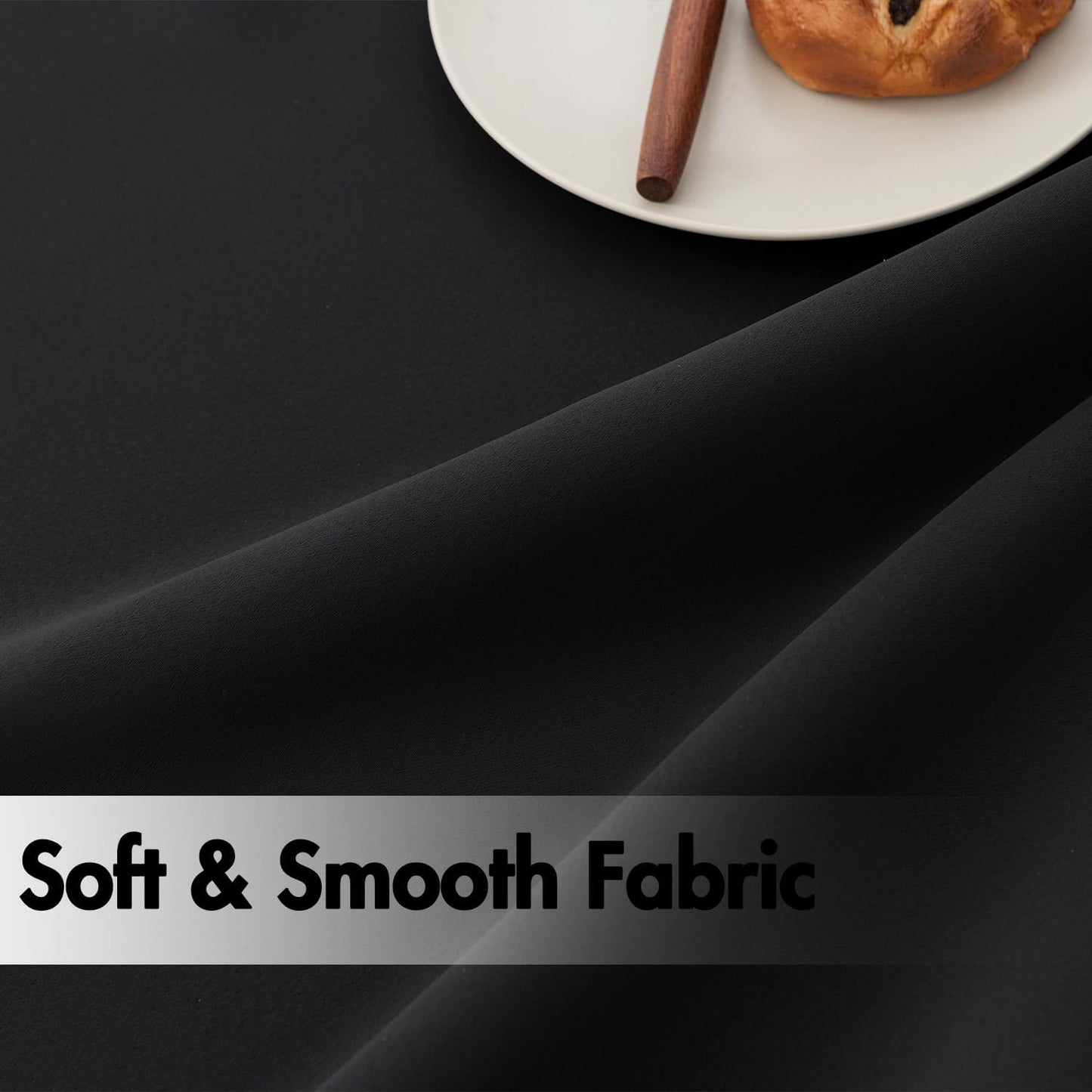 ANRODUO Back Tab Blackout Curtains for Bedroom Living Room, Rod Pocket Pinch Pleated Thermal Insulated Room Darkening Curtains 96 Inches Long 2 Panels, Black, 42 x 96 Inch