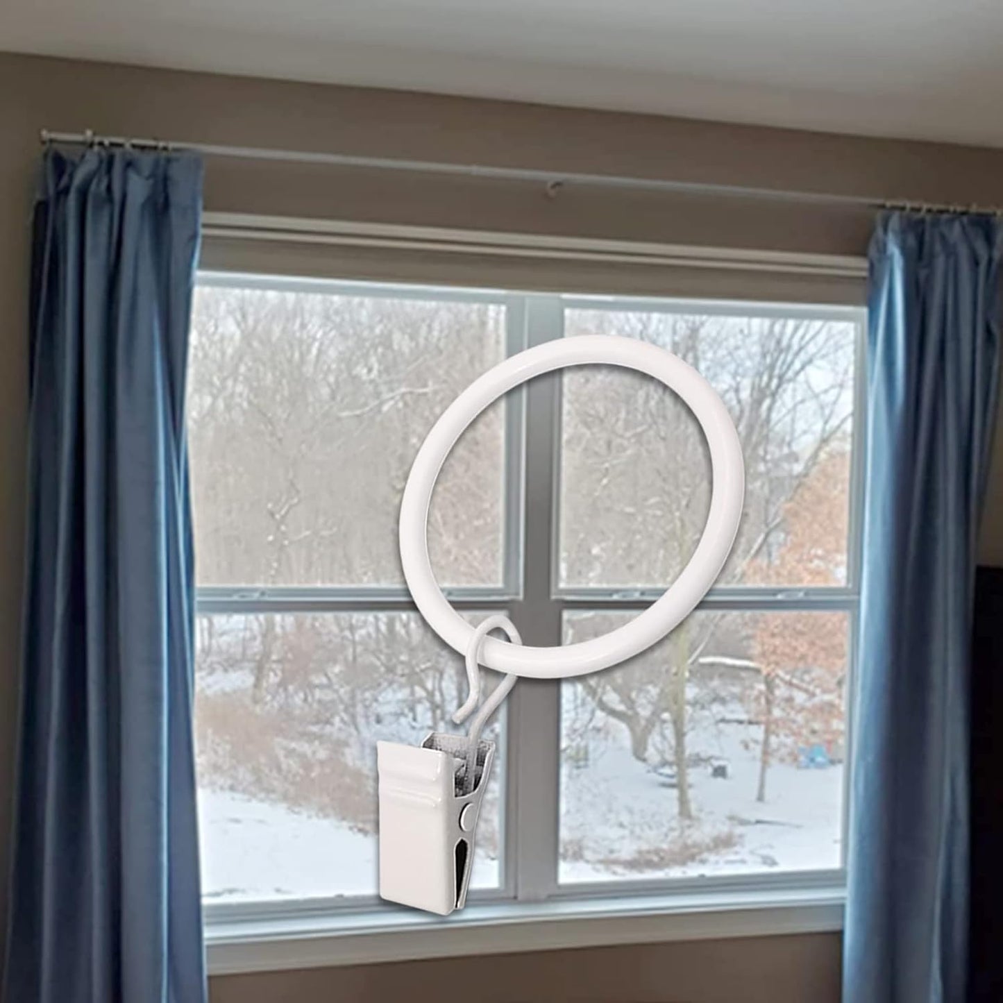 40 Pack White Curtain Rings with Clips, Curtain Hooks Hangers Clip Rings for Hanging Drapes Bows Hat, Drapery Rings 1.5 in I D, Fits up to 1.2 in Diameter Curtain Rod.